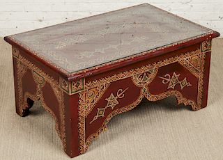 Vintage Morrocan Paint Decorated Coffee Table