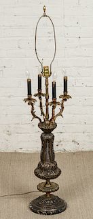 Large Vintage Brass Candelabra Lamp