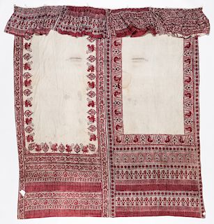 2 Large Antique Block Printed Textiles