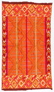 Indian Phulkari Silk Embroidered Textile