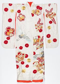 Large Handmade Japanese Kimono with Gold Thread