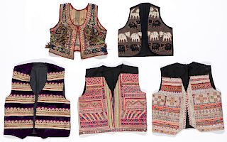5 Vintage Ethnographic Textile Vests