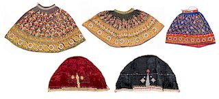 5 Old Kutchi Embroidered Folk Skirts and Wedding Veils