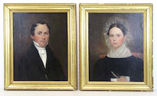 Pair of 19th C. Oil on Canvas Portraits.