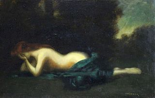 HENNER, Jean Jacques. Oil on Canvas. Reclining