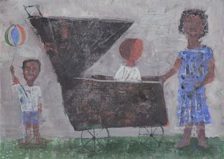 BLANCH, Arnold. Oil on Paper. Mother with Children