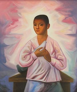 GALVAN, Jesus Guerrero. Oil on Canvas. Boy with