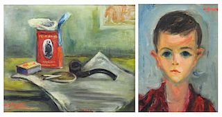 ZUCKER, Jacques. Two Oils: Portrait of a Boy and a