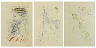 DALI, Salvador. Three (3) Color Etchings with Gold