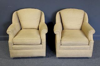 MIDCENTURY. Pair of Upholstered Swivel Chairs.