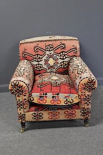 George Smith Signed Upholstered Club Chair.