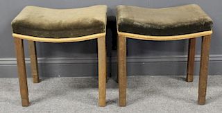 CORONATION, Signed Pair of Upholstered Benches