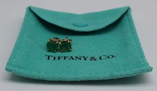 JEWELRY. Pr of Tiffany & Co. 18kt Gold and Emerald