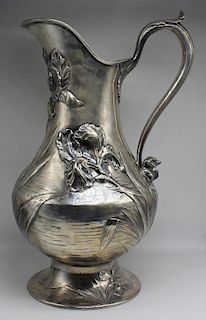 SILVER. French Art Nouveau .950 Silver Pitcher.