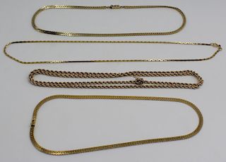 JEWELRY. Grouping of (4) 14kt Gold Chain Necklaces