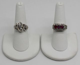 JEWELRY. 14kt White Gold and Diamond Ring Grouping