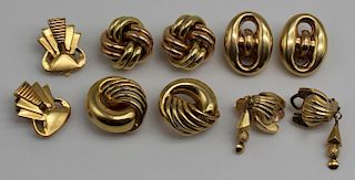 JEWELRY. Grouping of (5) Pairs of 14kt Gold Ear