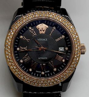 JEWELRY. Men's Versace Wrist Watch with Diamonds.