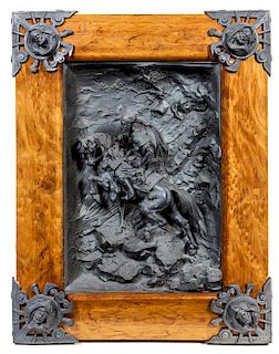 * A Continental Cast Metal Relief Plaque Height 26 x width 19 inches.