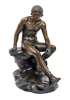 * A Grand Tour Bronze Figure of Mercury Width 21 1/2 inches.
