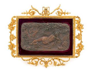 * A Continental Gilt Bronze Relief Plaque Height overall 6 5/8 x width 7 3/4 inches.