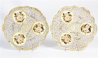 A Pair of Zsolnay Chargers Diameter 13 3/8 inches.
