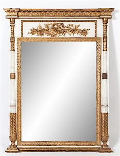 A Painted and Parcel Gilt Mirror Height 52 x width 40 inches.