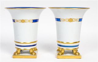 A Pair of Herend Porcelain Cache Pots Height 7 inches.