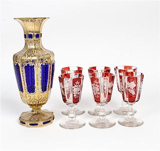 A Collection of Bohemian Glass Height of first 10 inches.