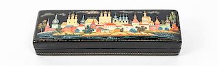 A Russian Lacquered Box Length 7 inches.