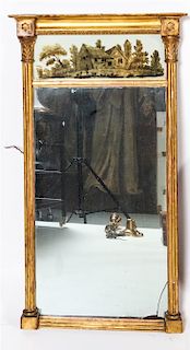 A Federal Giltwood Mirror Height 32 x width 17 3/4 inches.