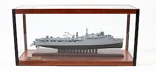 An American Ship Model Height of case 17 x width 36 inches.