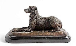 An American Bronze Model of a Scottish Deerhound Width overall 8 3/4 inches.