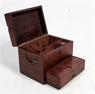 An English Mahogany Domestic Medicine Chest Height 8 1/4 x with 10 1/2 x depth 7 1/2 inches.