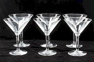 * A Set of Six Baccarat Martini Stems Height 6 inches.