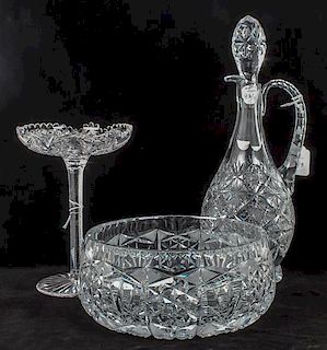 * A Collection of Cut Glass Articles Height of tallest overall 14 1/4 inches.
