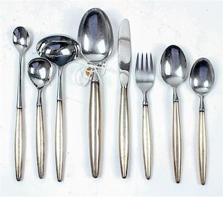 * An American Silver Partial Flatware Service, Contempra House by Towle, Newburyport, MA, having a sterling handle and stainless