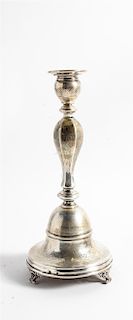 * An Austro-Hungarian Silver Candlestick, Maker's mark obscured, Vienna, Late 19th/Early 20th Century, having an baluster form c