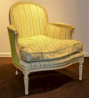 A Louis XVI Style Painted Bergere Height 36 inches.