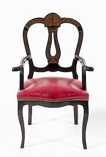 Three Napoleon III Boulle Fauteuil Height 41 inches.