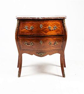 * A Louis XV Style Bombe Chest Height 30 1/2 x depth 29 x depth 17 inches.
