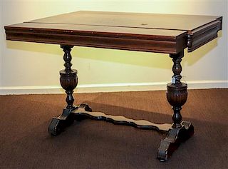 A Jacobean Revival Library Table Height 31 1/2 x width 48 x depth 20 inches.