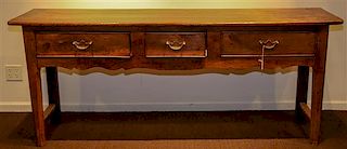 A George III Style Oak Sideboard Height 31 1/4 x width 74 x depth 17 1/2 inches.