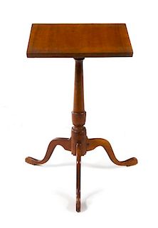 * An American Maple Tripod Candle Stand Height 25 1/2 x width 16 x depth 16 3/8 inches.