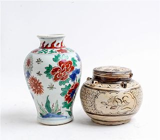 * Two Chinese Porcelain Articles Height of taller 7 inches.