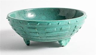 * A Green Glazed Porcelain Cachepot Diameter 7 5/8 inches.