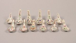 A Group of Chinese Porcelain Spoons Length of largest 6 1/2 inches.