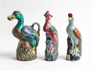 * Three Chinese Export Porcelain Figures of Birds Height of tallest 8 1/2 inches.