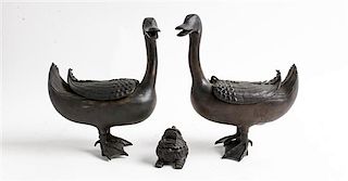 * Three Bronze Figures of Animals Height of tallest 9 1/2 inches.