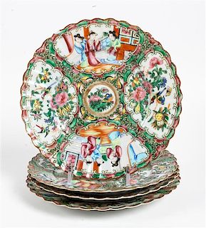 A Group of Four Chinese Export Porcelain Plates Diameter 7 1/2 inches.